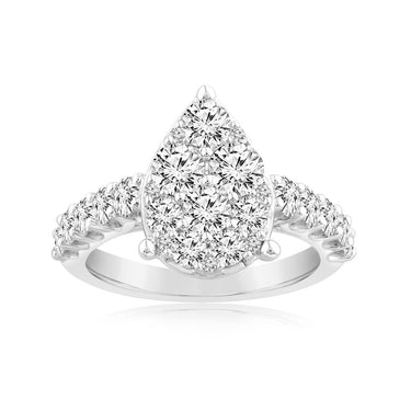 2 Carat Diamond Pear Shaped Ring in 14ct White Gold