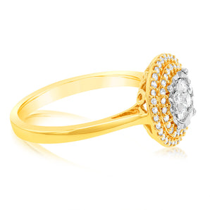 9ct Yellow & White Gold 0.40 Carat Diamond Dress Ring