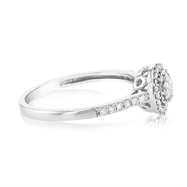 9ct White Gold 1/4 Carat Dimaond Halo Ring