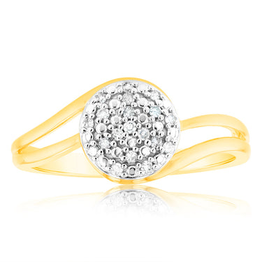 9ct Yellow Gold Diamond Ring with 19 Brilliant Cut Diamonds