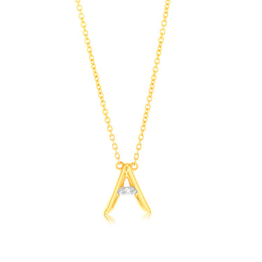 Initial A Diamond Pendant in 9ct Yellow Gold