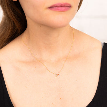 Initial M Diamond Pendant in 9ct Yellow Gold