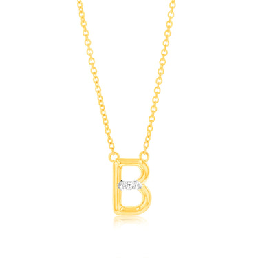 Initial B Diamond Pendant in 9ct Yellow Gold
