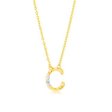 Initial C Diamond Pendant in 9ct Yellow Gold