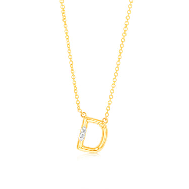 Initial D Diamond Pendant in 9ct Yellow Gold