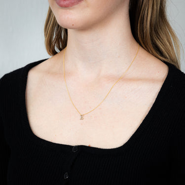 Initial E Diamond Pendant in 9ct Yellow Gold