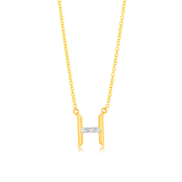 Initial H Diamond Pendant in 9ct Yellow Gold