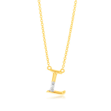 Initial L Diamond Pendant in 9ct Yellow Gold