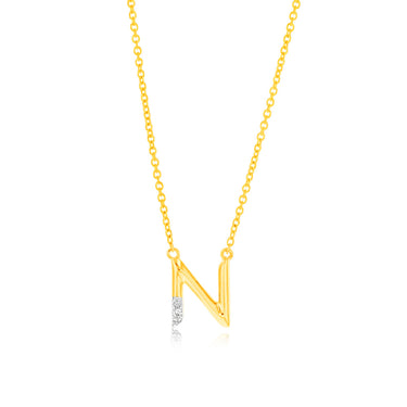 Initial N Diamond Pendant in 9ct Yellow Gold
