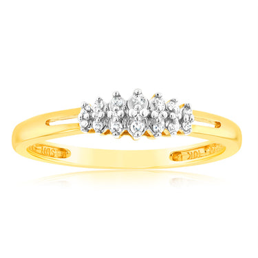 1/10 Carat Diamond Ring in 10ct Yellow Gold