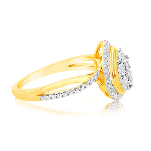 1/6 Carat Diamond Pear Shaped Ring in 9ct Yellow Gold