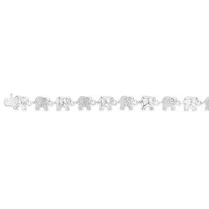 Sterling Silver Diamond Elephant 19.5cm Bracelet