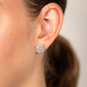 1/6 Carat Diamond Cushion Studs in Sterling Silver