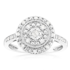 1/5 Carat Diamond Round Ring in Sterling Silver