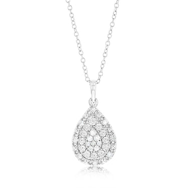 1/6 Carat Diamond Pear Pendant in Sterling Silver