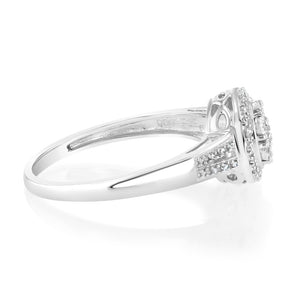 1/10 Carat Diamond Cluster Ring in Sterling Silver