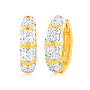 1/5 Carat Diamond Hoop Earrings in Gold Plated Silver