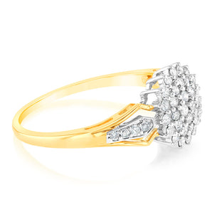 1/2 Carat Diamond Cluster Ring in 9ct Yellow Gold