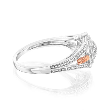 Sterling Silver & 9ct Yellow Gold Diamond Ring with 19 Brilliant Cut Diamonds