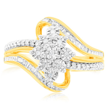 10ct Yellow Gold Diamond Ring With 0.18 Carat Of Diamonds