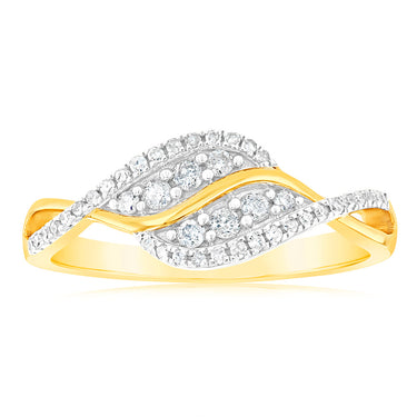 1/4 Carat Diamond Swirl Ring in 9ct Yellow Gold