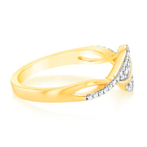 1/4 Carat Diamond Swirl Ring in 9ct Yellow Gold