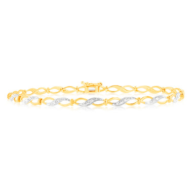 10 Brilliant Cut Diamond Bracelet in 9ct Yellow Gold