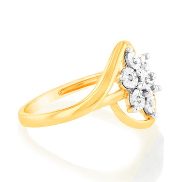 9ct Whitte & Yellow Gold Cross Over Diamond Ring