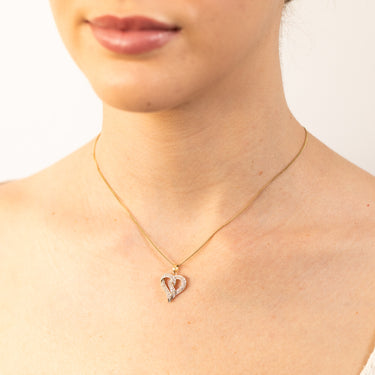 9ct Yellow Gold Heart Shaped Pendant in 14 Diamonds