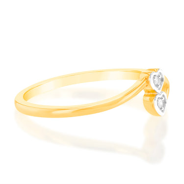 2Heart Shaped Diamond Ring in 9ct Yellow Gold