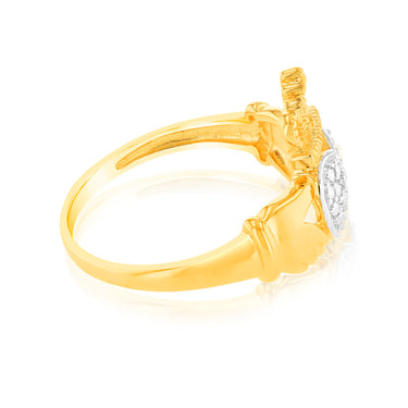 9ct Yellow Gold King Heart Shaped Diamond Ring