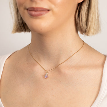 9ct Yellow Gold Heart Shaped Created Sapphire & Diamond Pendant