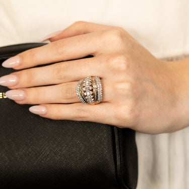 10ct Yellow Gold 2 Carat Diamond Ring with Taper and Round Brilliant Cut Diamonds