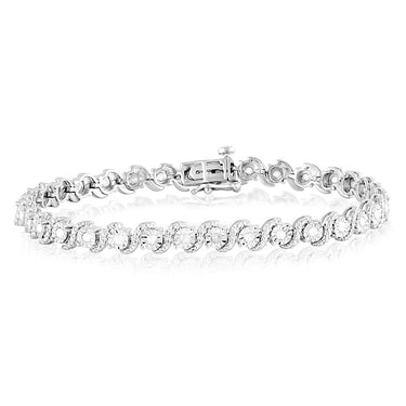 Sterling Silver 0.95 Carat Diamond 19cm Bracelet