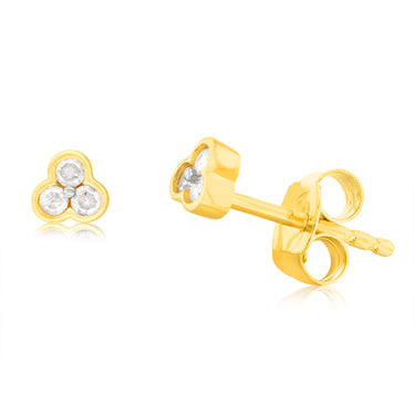 Gold Plated Sterling Silver 1/10 Carat Diamond Stud Earrings