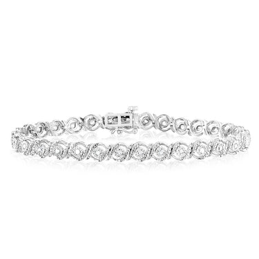 Sterling Silver 0.45 Carat Diamond 18cm Bracelet