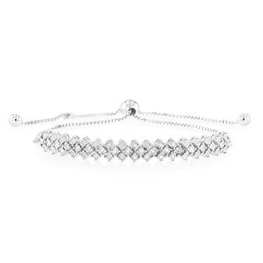 Sterling Silver Diamond Slider Bracelet with 52 Round Diamonds