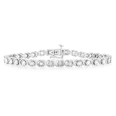 Sterling Silver 0.95 Carat Diamond 19cm Bracelet with 34 Round Diamonds