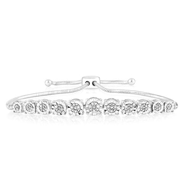 Sterling Silver 1/10 Carat Diamond Silder Bracelet