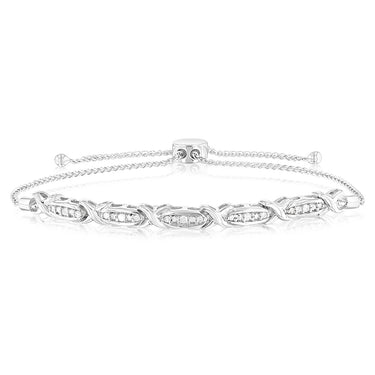 Sterling Silver 1/5 Carat Diamond Bracelet With 15 Round Brilliant Cut Diamonds