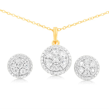 Gold Plated Sterling Silver 0.45 Carat Earring & Pendant Set on 45cm Chain