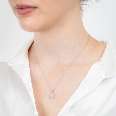 Sterling Silver 1/5 Carat Natural Diamond Cushion Shaped Pendant on 46cm Chain