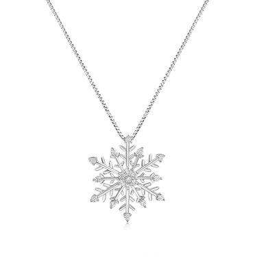 Sterling Silver Snow Flake Pendant in 1/5 Carat Natural Diamonds on 45cm Chain