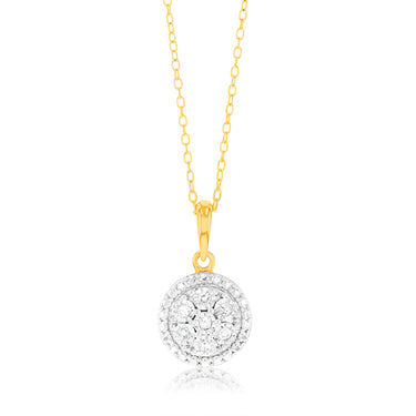 Gold Plated Sterling Silver 1/10 Carat Diamonds Pendant on 46cm Chain