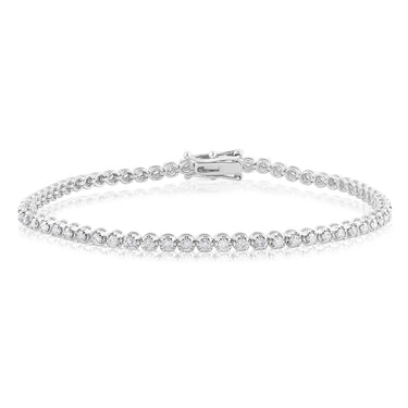 9ct White Gold 1.5 Carat Natural Diamond 18cm Bracelet