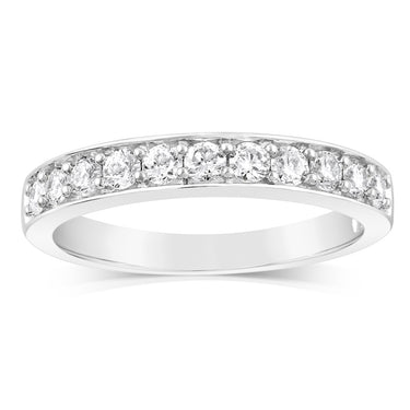 10ct White Gold 0.45 Carat Diamond Eternity Ring with 11 Round Brilliant Cut Diamonds