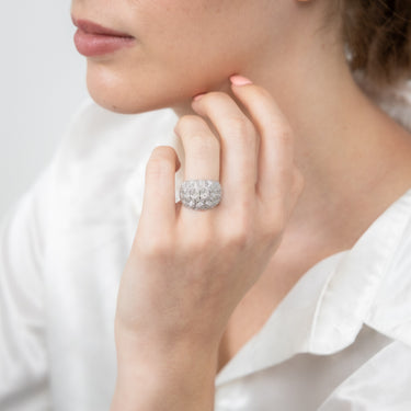 9ct White Gold 1/2 Carat Diamond Ring with 290 Round Brilliant Cut Diamonds