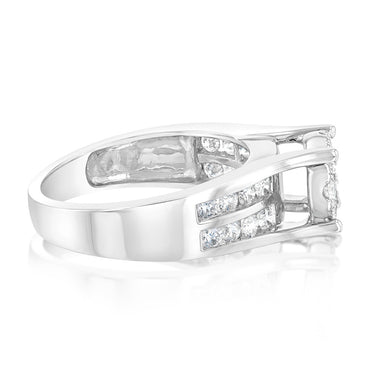 10ct White Gold 1 Carat Diamond Halo Solitaire Ring