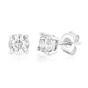 10ct White Gold 0.45 Carat Diamond Solitaire Stud Earrings
