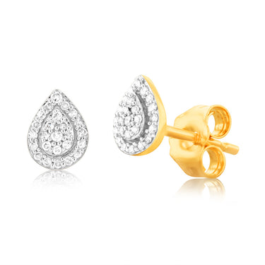 9ct Yellow Gold Diamond Stud Earrings